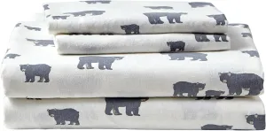 Eddie Bauer - Queen Sheets, Cotton Flannel Bedding Set, Brushed for Extra Softness, Cozy Home Decor (Bear Family, Queen)