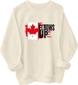 Elbows Up Canada Sweatshirt, Elbows Up Shirt Long Sleeve, Funny Hockey Canada Flag Sweatshirt