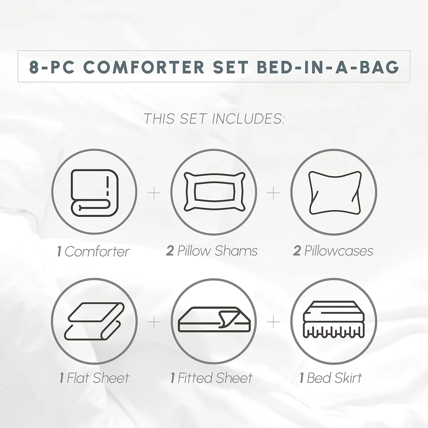 Elegant Comfort Cozy and Soft 8-Piece Bed-in-a-Bag All Season Comforter Set, Includes 4pc Smart Sheet Set, Bed Skirt, Comforter, Matching Pillowcases and Shams, Striped Design, King/Cal King, Navy