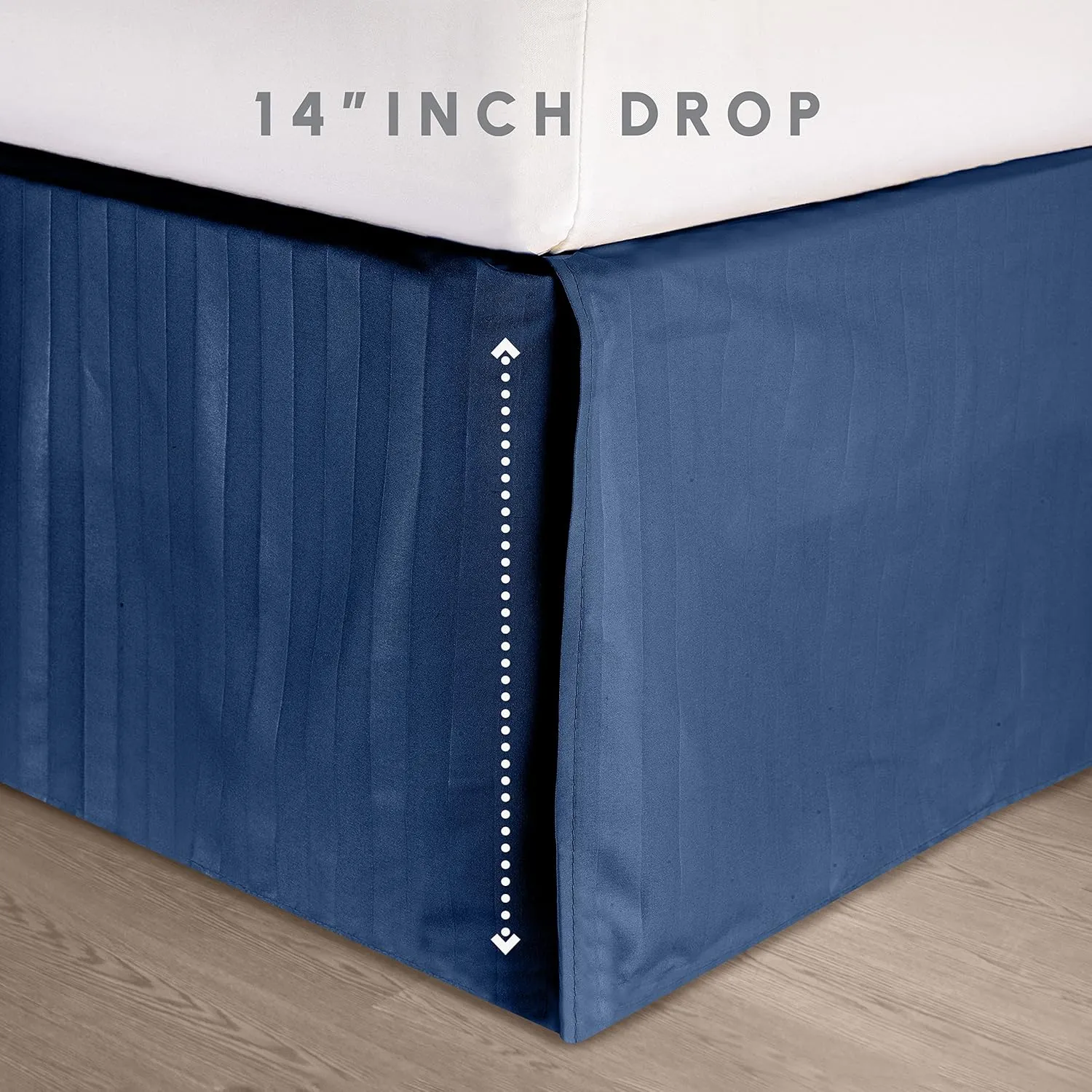 Elegant Comfort Cozy and Soft 8-Piece Bed-in-a-Bag All Season Comforter Set, Includes 4pc Smart Sheet Set, Bed Skirt, Comforter, Matching Pillowcases and Shams, Striped Design, King/Cal King, Navy