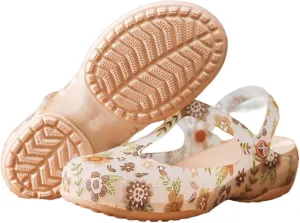 Elegant Transparent Non-Slip Clogs for Women - Comfortable Indoor/Outdoor Garden Sandals, Brown