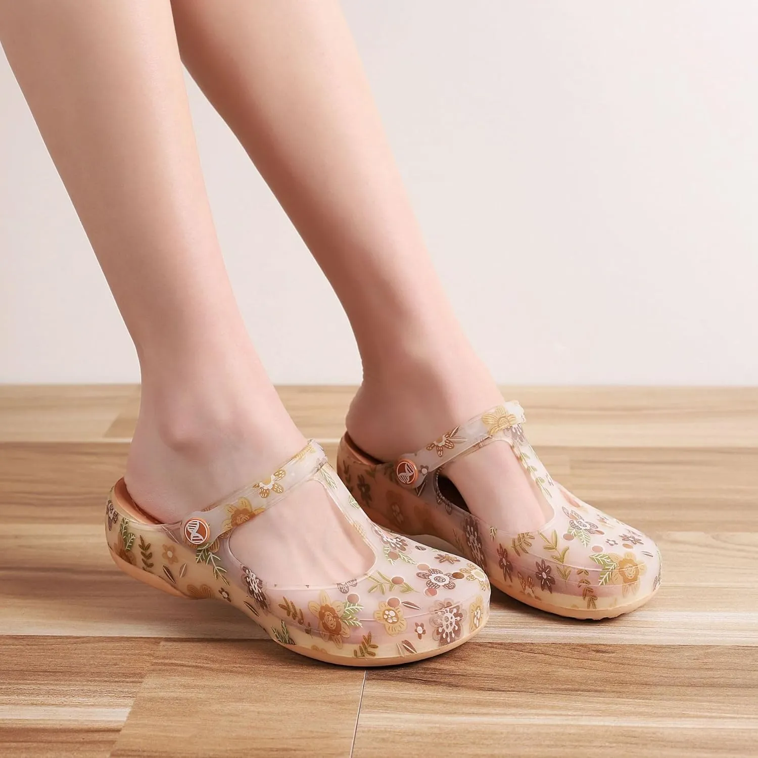 Elegant Transparent Non-Slip Clogs for Women - Comfortable Indoor/Outdoor Garden Sandals, Brown