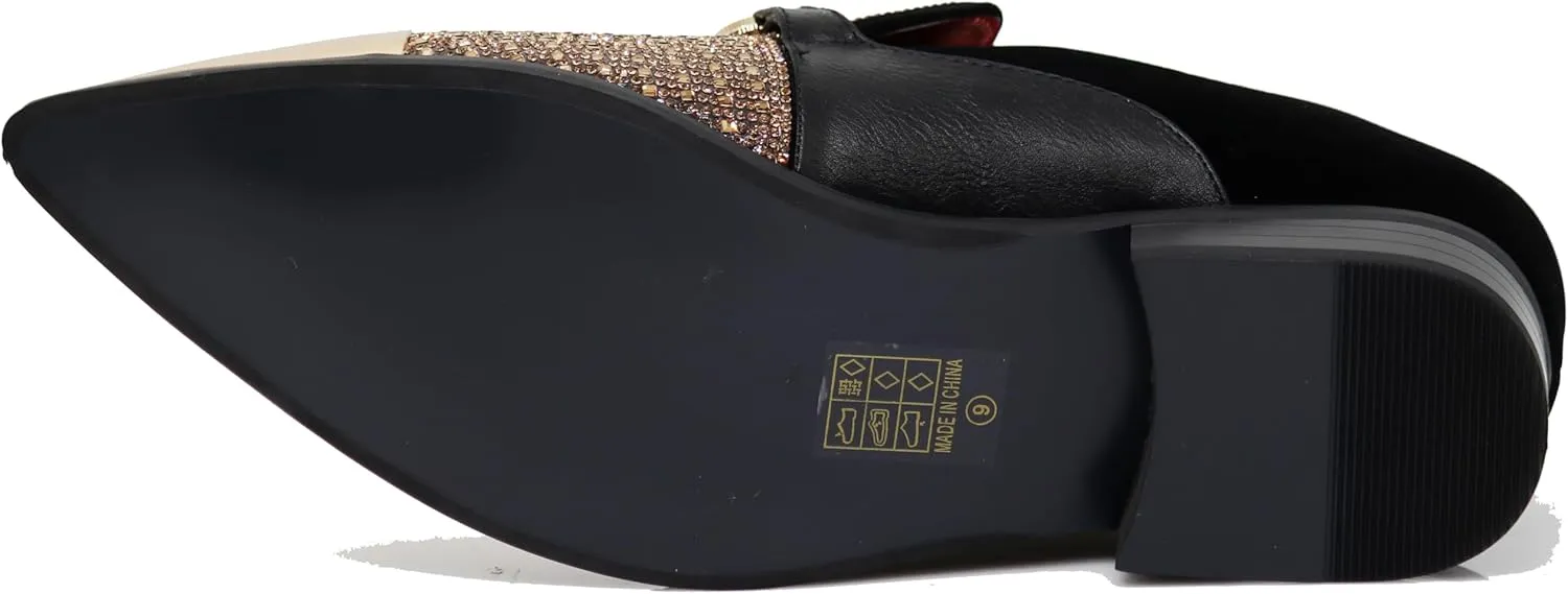 Enzo Romeo Crisino Men Rhinestone Chrome Toe Suede Pointy Buckle Dress Loafer Slip On Shoes