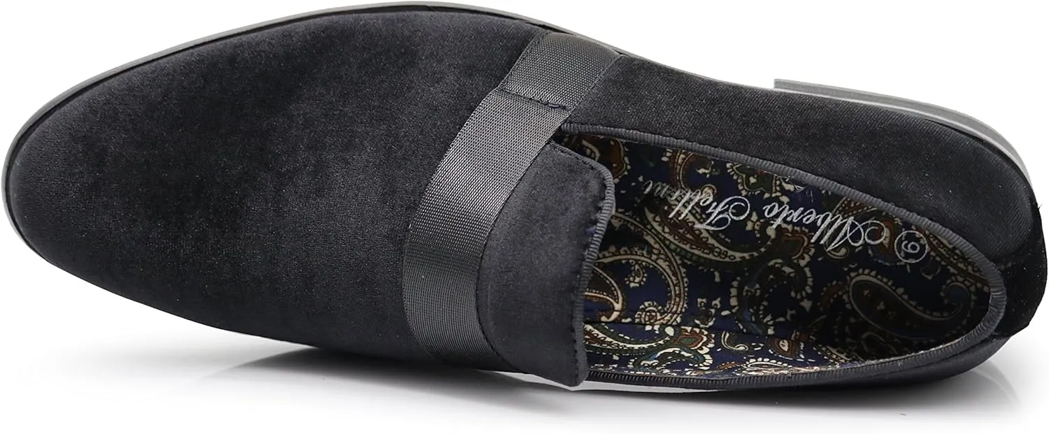 Enzo Romeo Men's Fashion Formal Tuxedo Slip On Loafer Velvet Dress Shoes SKO03