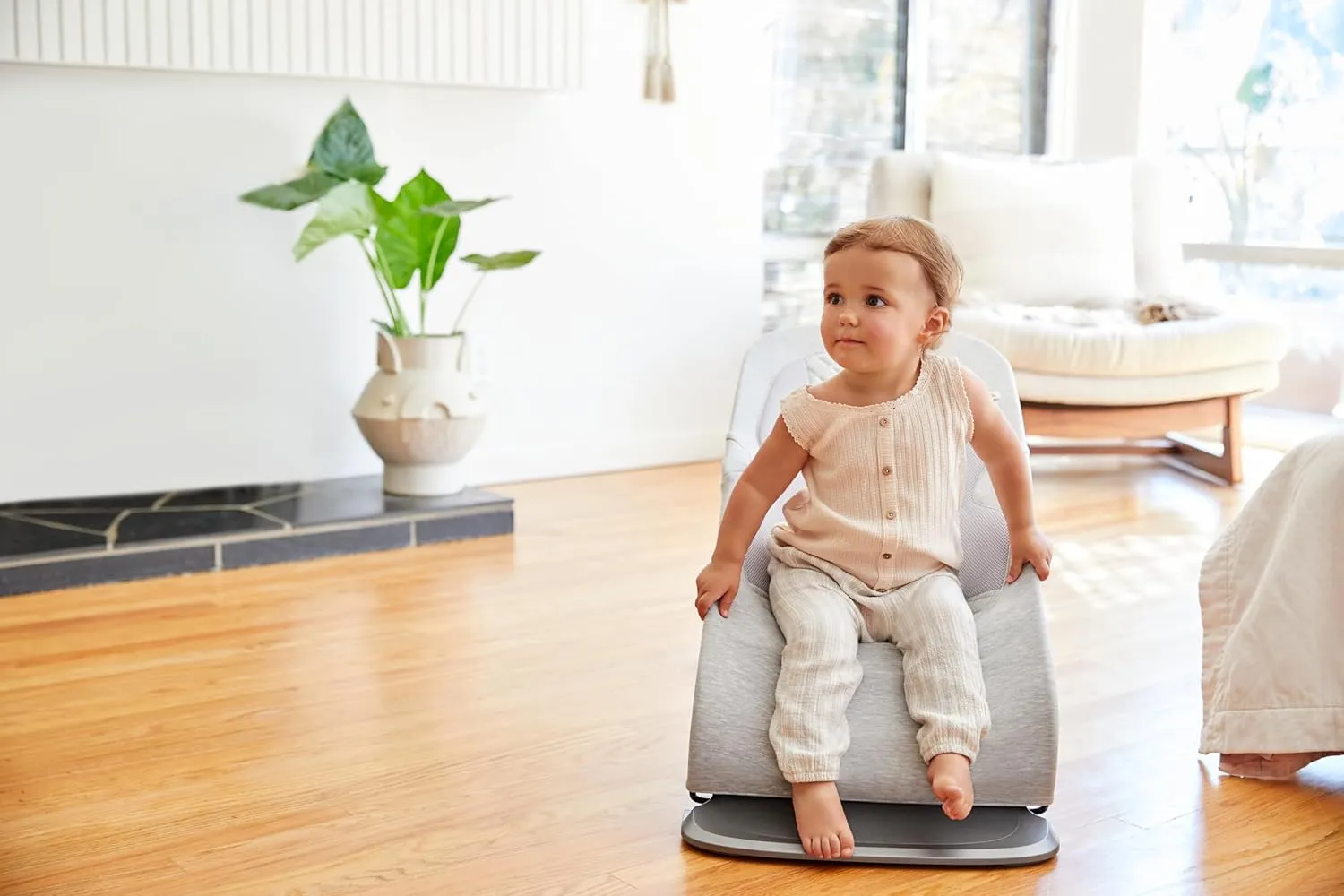 Ergobaby Evolve 3-in-1 Bouncer, Adjustable Multi Position Baby Bouncer Seat, Fits Newborn to Toddler, Light Grey