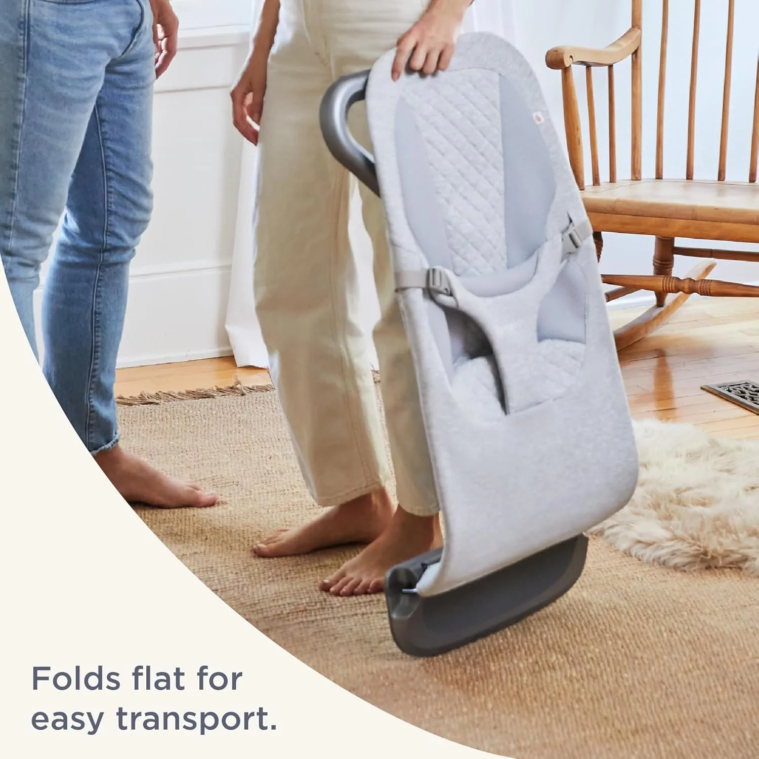 Ergobaby Evolve 3-in-1 Bouncer, Adjustable Multi Position Baby Bouncer Seat, Fits Newborn to Toddler, Light Grey