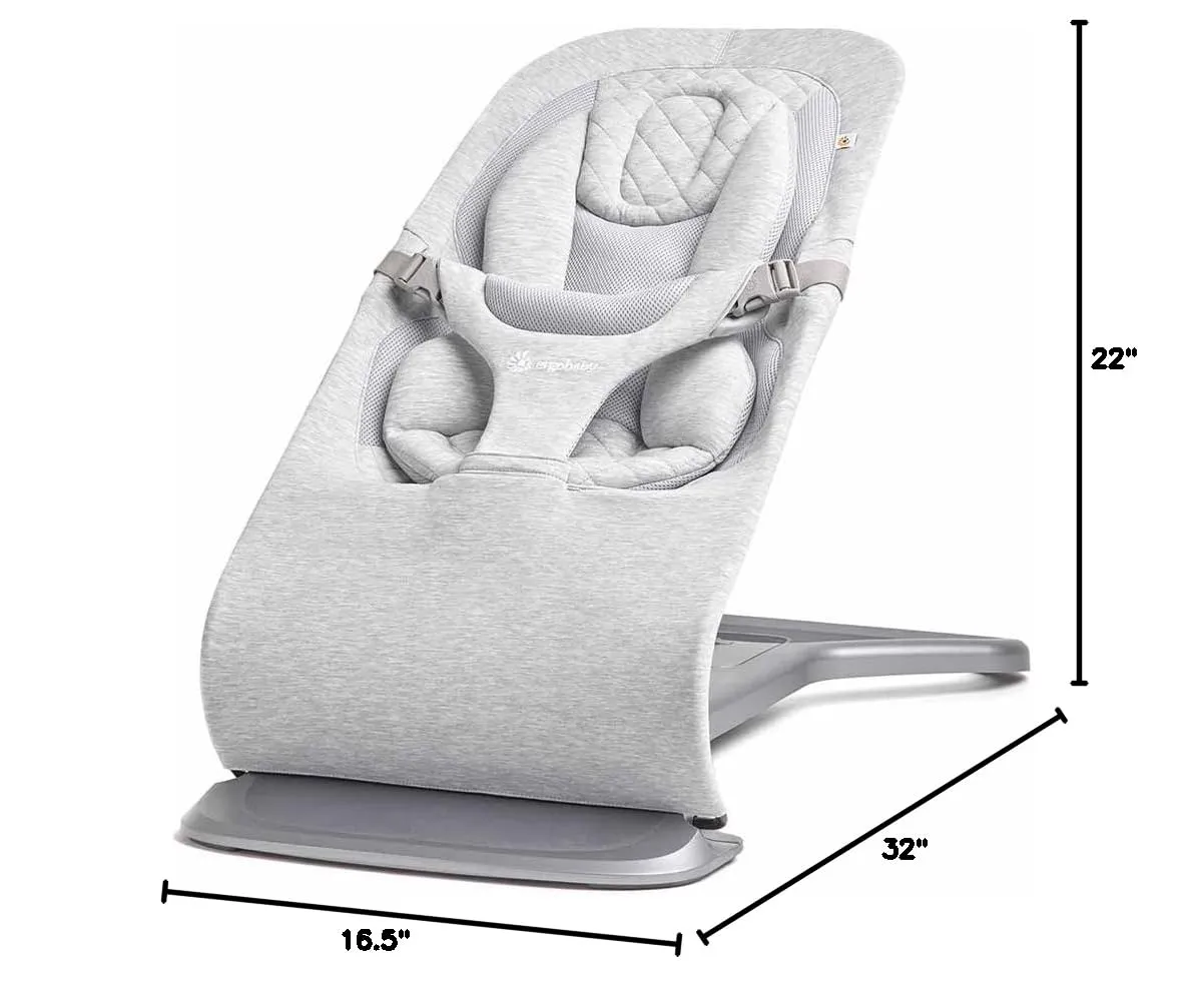 Ergobaby Evolve 3-in-1 Bouncer, Adjustable Multi Position Baby Bouncer Seat, Fits Newborn to Toddler, Light Grey