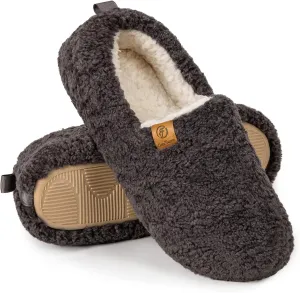 EverFoams Women’s Soft Curly Full Slippers Memory Foam Lightweight House Shoes Cozy Loafer with Polar Fleece Lining