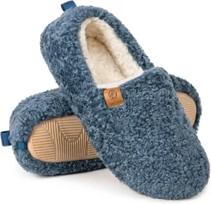EverFoams Women’s Soft Curly Full Slippers Memory Foam Lightweight House Shoes Cozy Loafer with Polar Fleece Lining