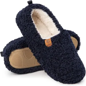 EverFoams Women’s Soft Curly Full Slippers Memory Foam Lightweight House Shoes Cozy Loafer with Polar Fleece Lining