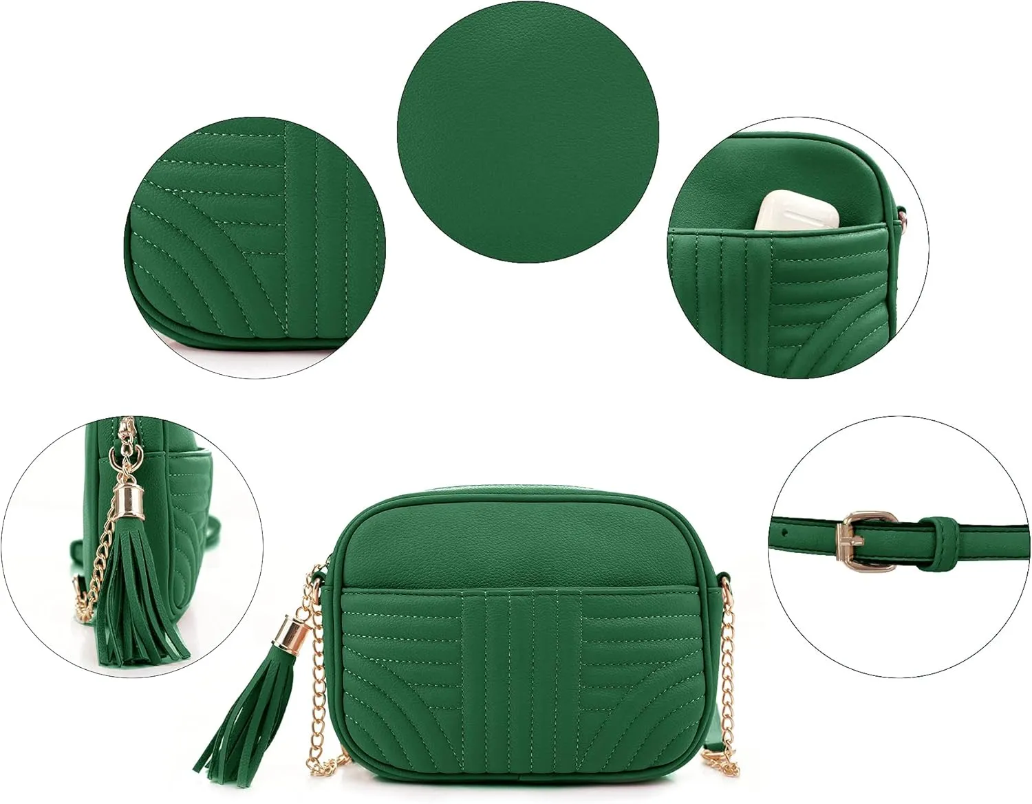 EVVE Quilted Crossbody Bags for Women - Stylish Camera Bag with Tassel - Lightweight Medium Size Shoulder Purse