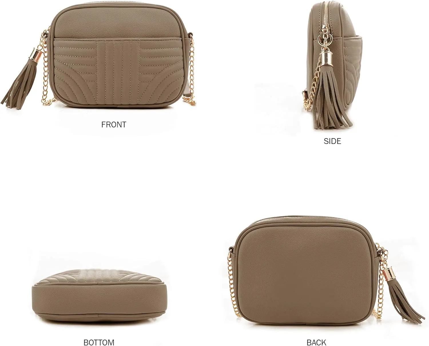 EVVE Quilted Crossbody Bags for Women - Stylish Camera Bag with Tassel - Lightweight Medium Size Shoulder Purse