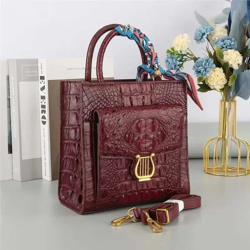 Exotic Genuine Alligator Skin Women Small Totes Bag Cross Shoulder Bag Authentic Crocodile Leather Lady Mini Purse Handbag