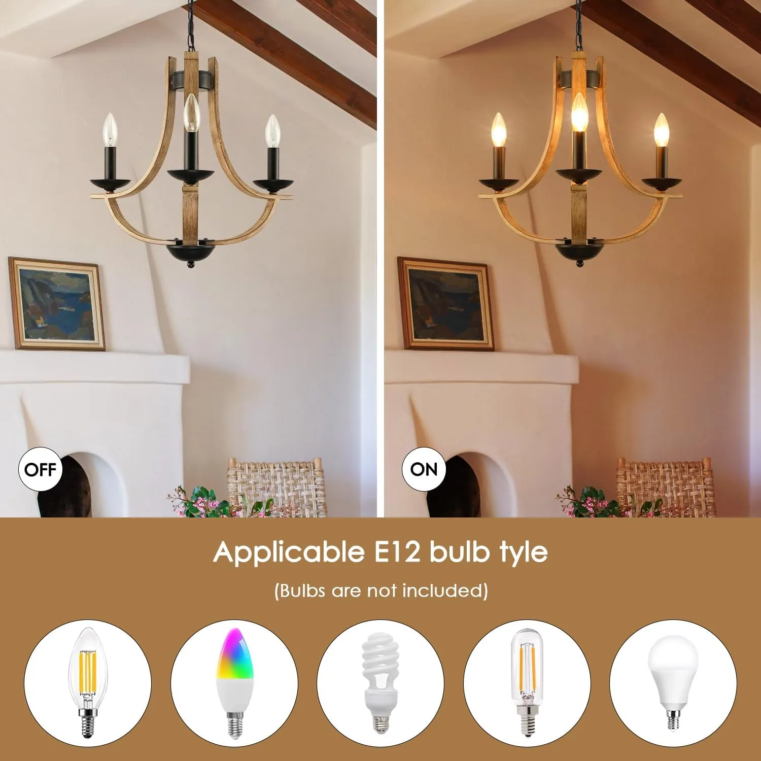 Farmhouse Chandelier for Dining Room 3-Light 19" Wide Adjustable Kitchen Island Pendant Lighting, Rustic Hanging Light Fixture for Entryway Foyer Bedroom Living Room,