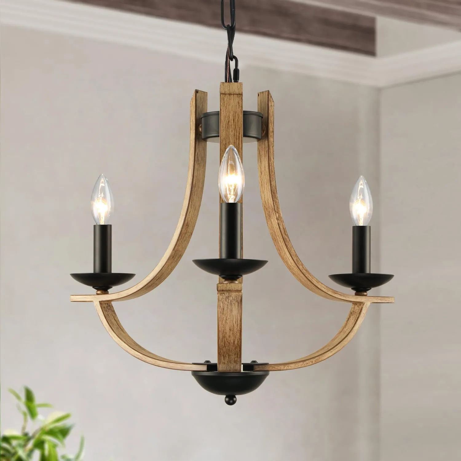 Farmhouse Chandelier for Dining Room 3-Light 19" Wide Adjustable Kitchen Island Pendant Lighting, Rustic Hanging Light Fixture for Entryway Foyer Bedroom Living Room,