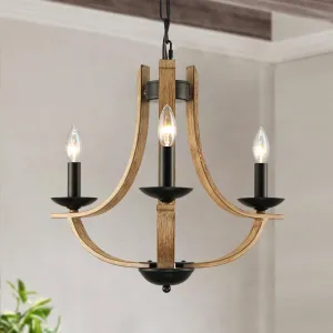 Farmhouse Chandelier for Dining Room 3-Light 19" Wide Adjustable Kitchen Island Pendant Lighting, Rustic Hanging Light Fixture for Entryway Foyer Bedroom Living Room,