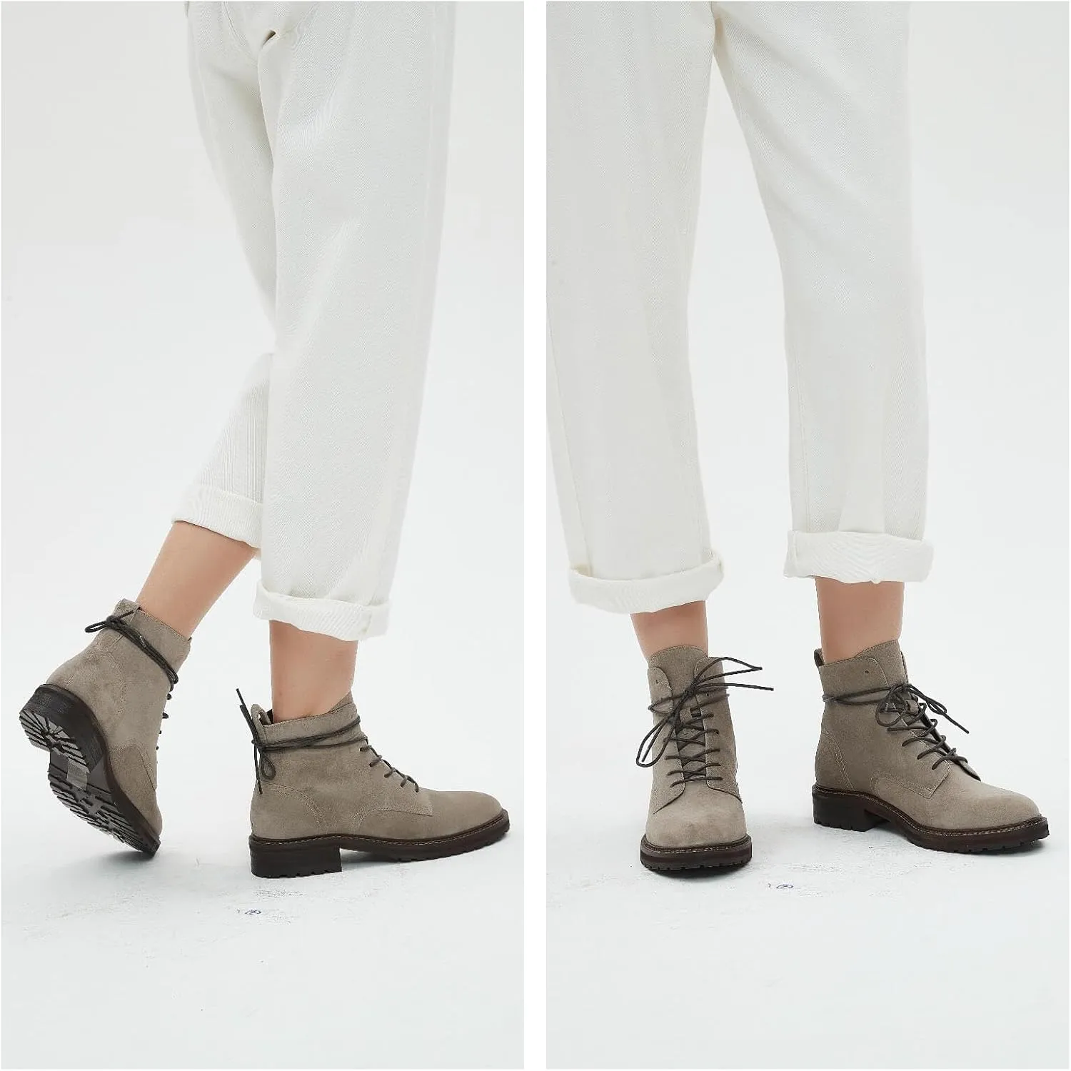 Fashionable Women's Low Heel Ankle Boots - Easy Slip on ，Stylish and Comfortable Flat Booties for Women