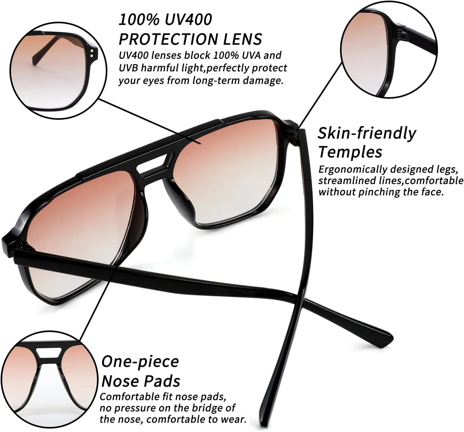 FEISEDY Retro Square Aviator Sunglasses Women Men 70s Vintage Trendy Plastic Frame Sun Glasses B2835
