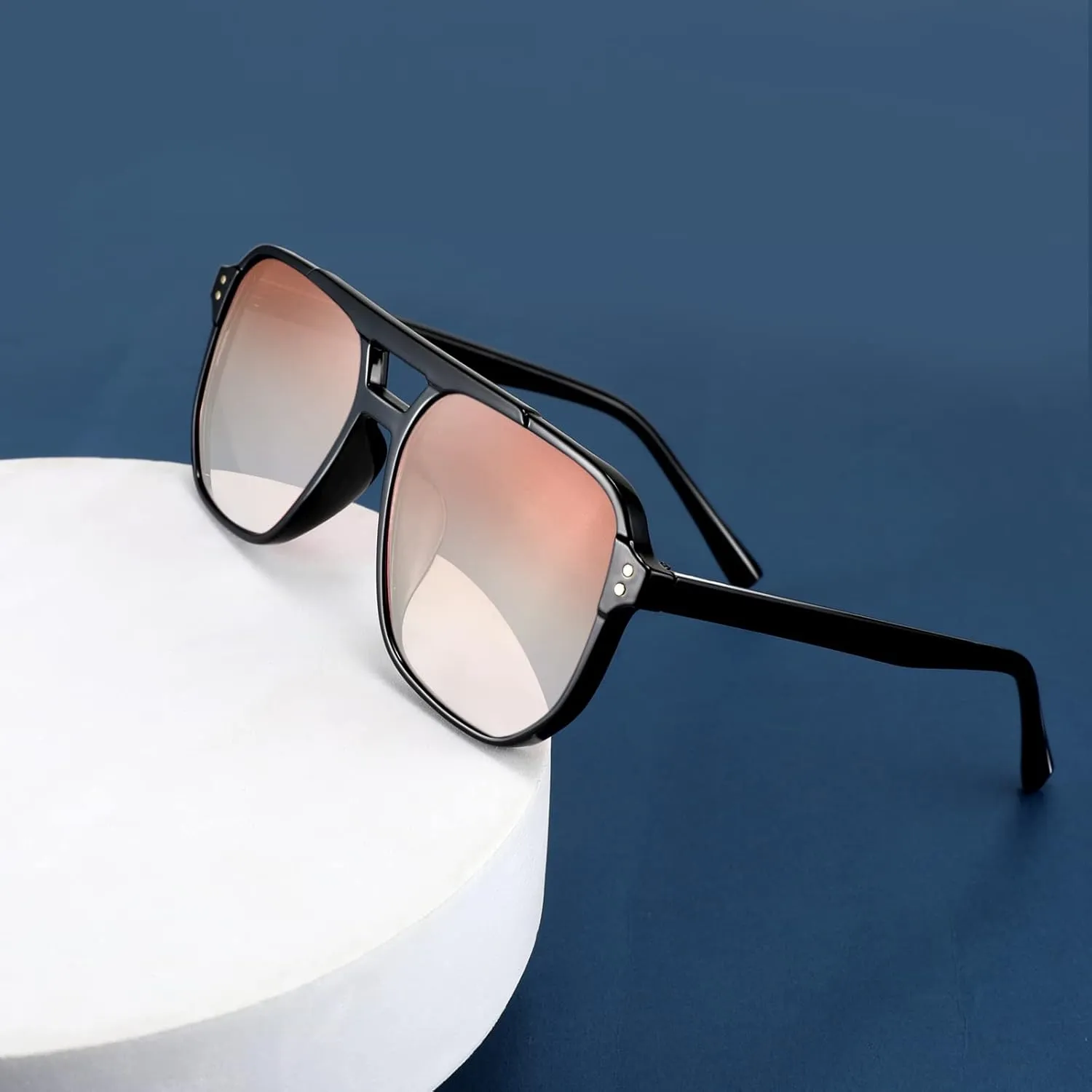 FEISEDY Retro Square Aviator Sunglasses Women Men 70s Vintage Trendy Plastic Frame Sun Glasses B2835