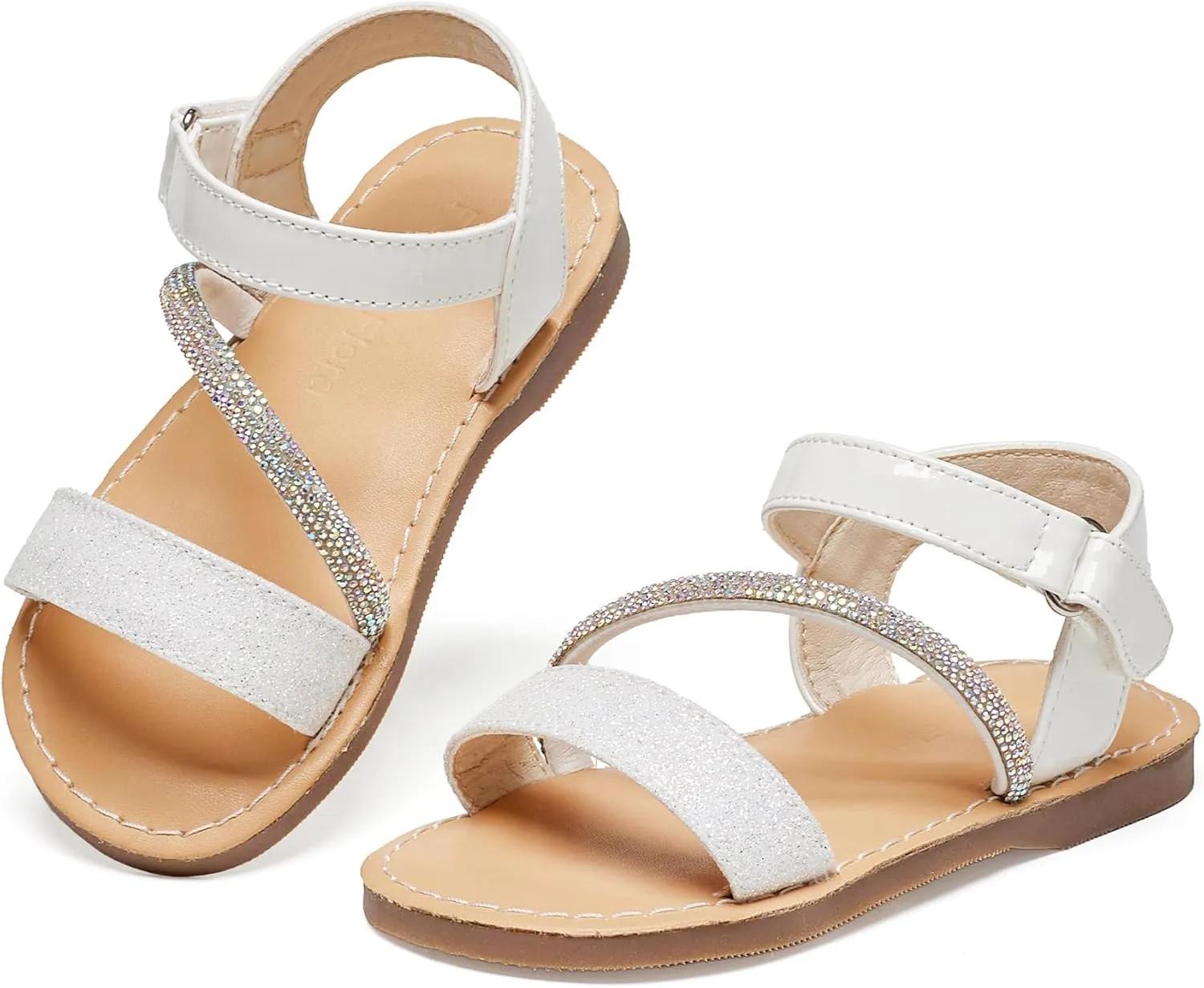 Felix & Flora Toddler Girl Sandals - Flower Girl Dress Shoes Open Toe Little Kid Summer Flats