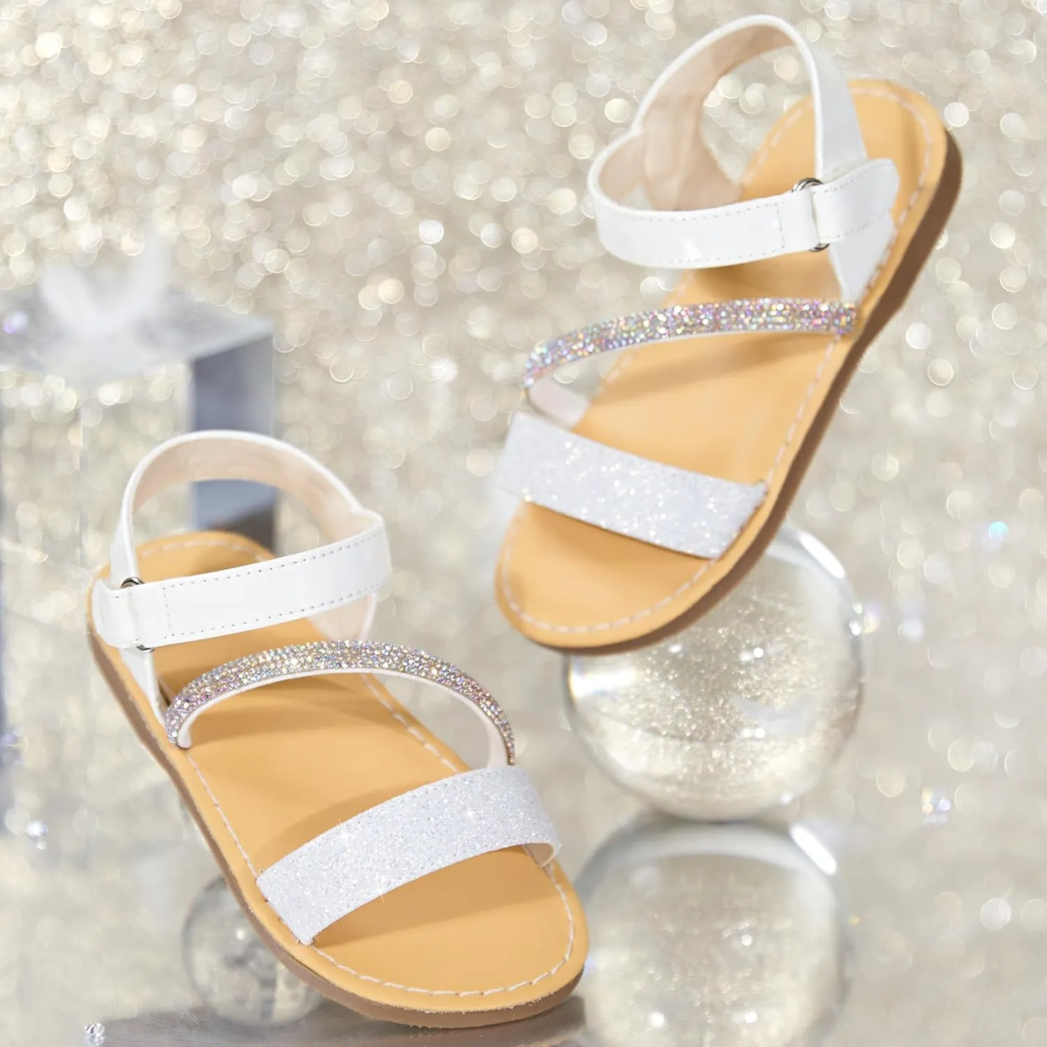 Felix & Flora Toddler Girl Sandals - Flower Girl Dress Shoes Open Toe Little Kid Summer Flats