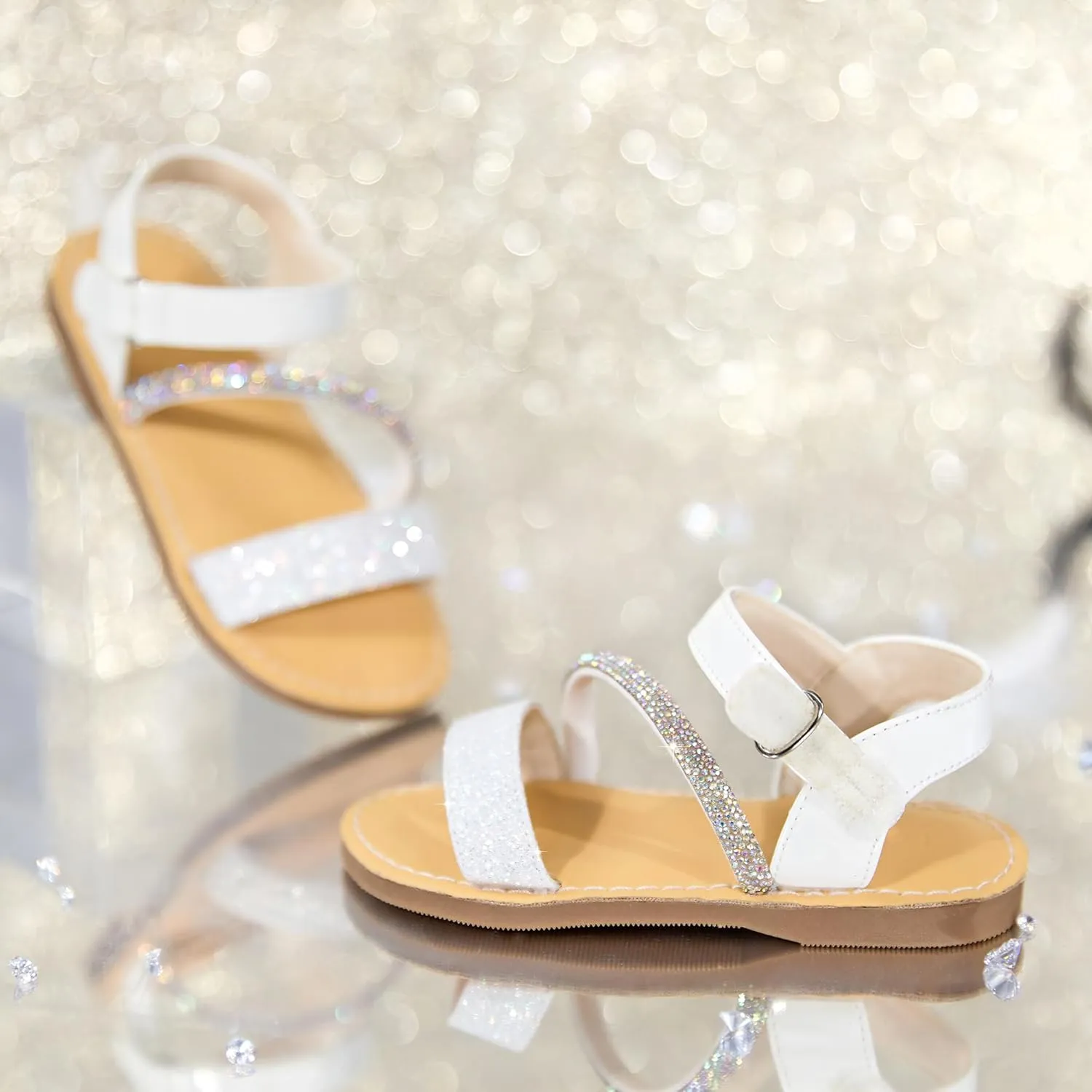 Felix & Flora Toddler Girl Sandals - Flower Girl Dress Shoes Open Toe Little Kid Summer Flats