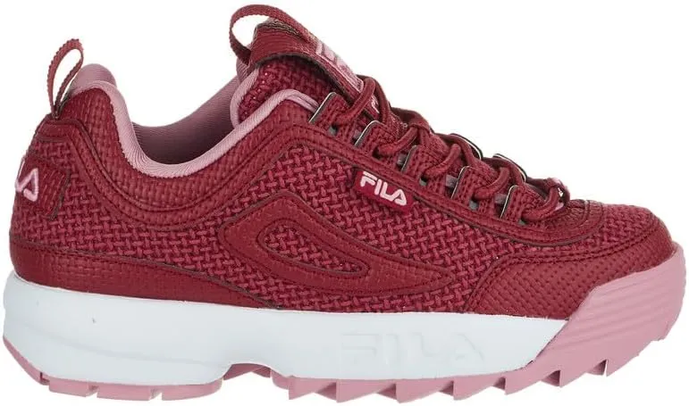 Fila Women's Disruptor II Woven Sneaker, 651 Tibetan Red/Pink/White, 6.5 M
