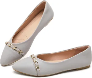 FINIWOR Ballet Flat Shoes for Womens,PU Leather Womens Loafers,Women Pointed Toe Dress Flat Shoes Casual, Comfortable Slip on Flats Shoes Women