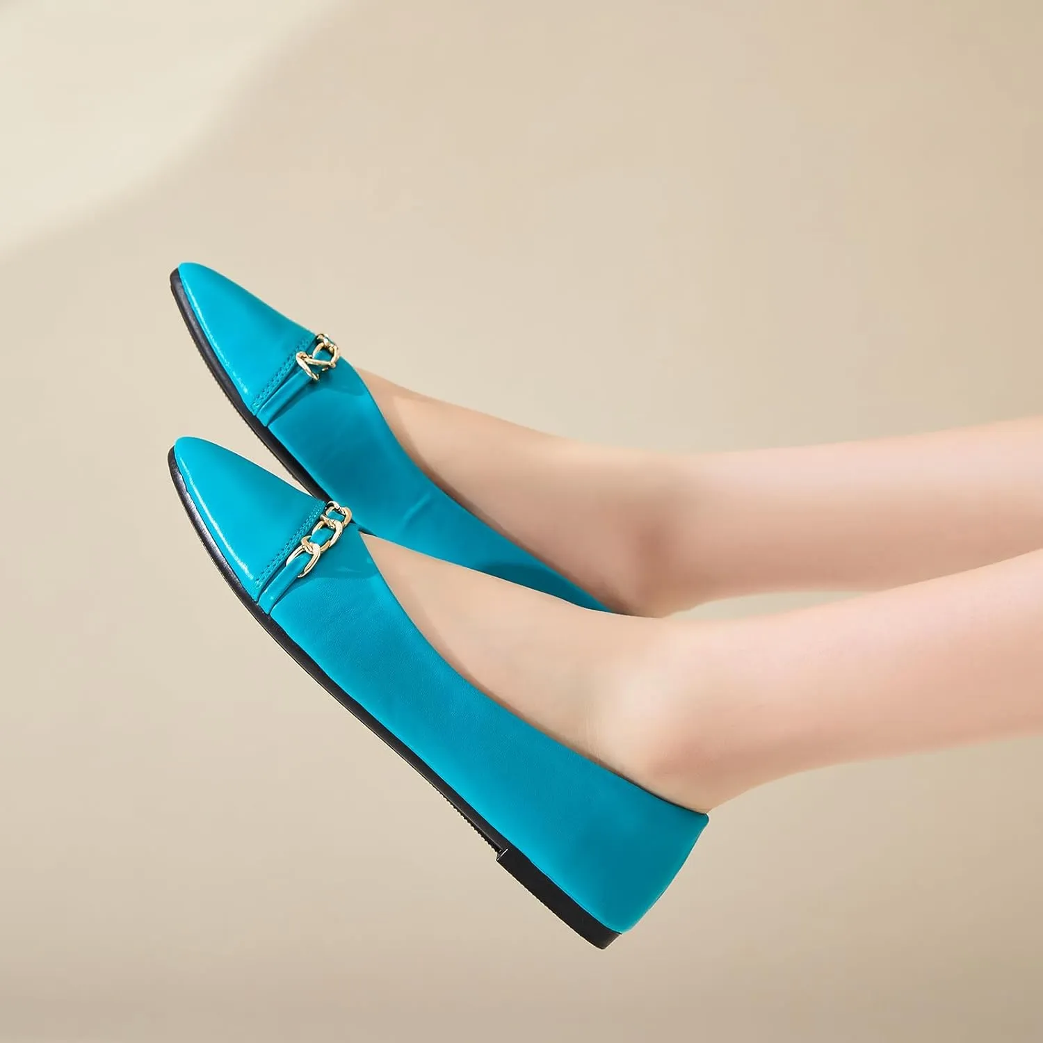 FINIWOR Ballet Flat Shoes for Womens,PU Leather Womens Loafers,Women Pointed Toe Dress Flat Shoes Casual, Comfortable Slip on Flats Shoes Women