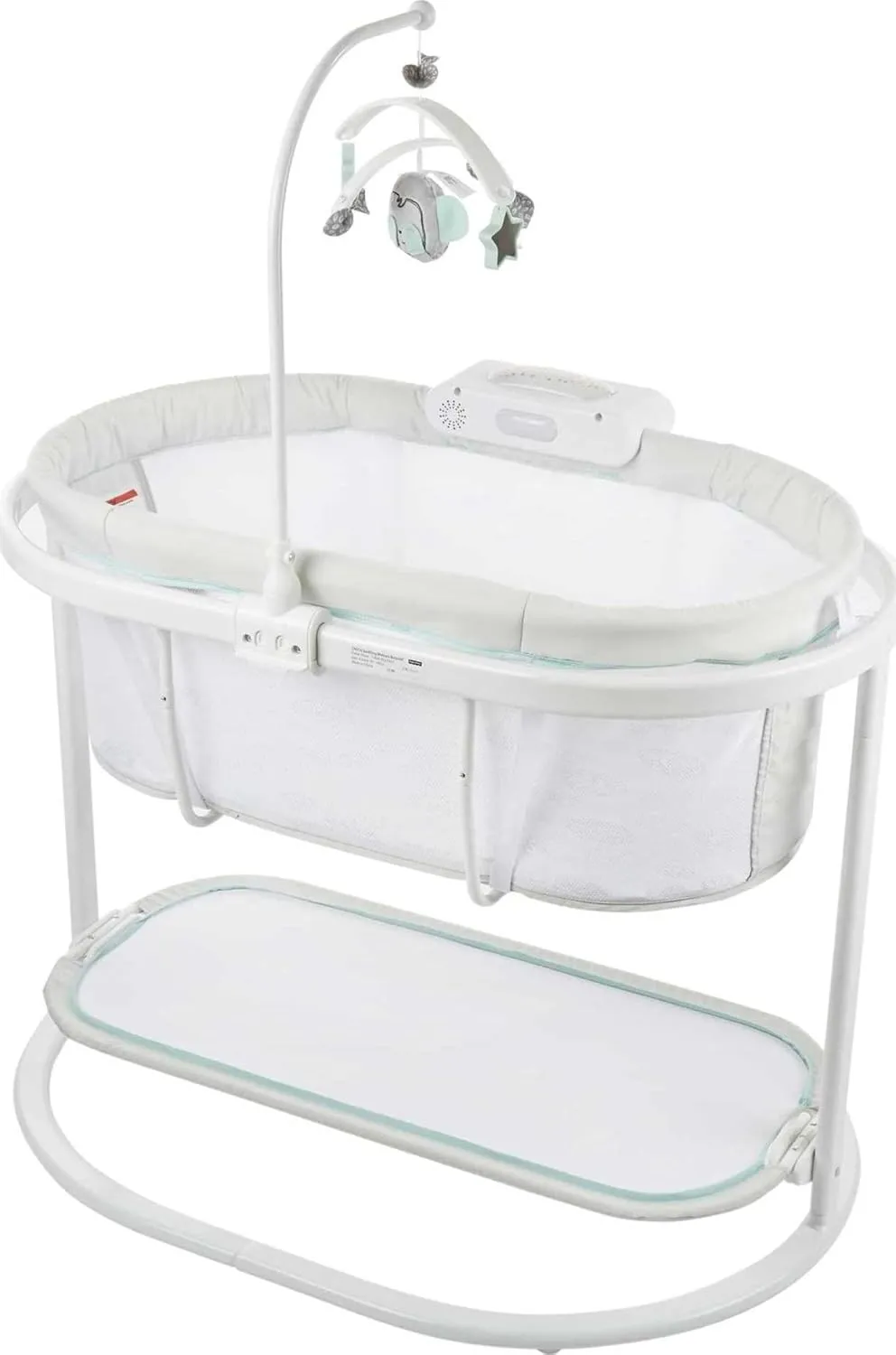 Fisher-Price Baby Bedside Sleeper Soothing Motions Bassinet with Lights Music Vibrations & Toy Mobile for Newborns 0  Months, Sweet Snugamonkey