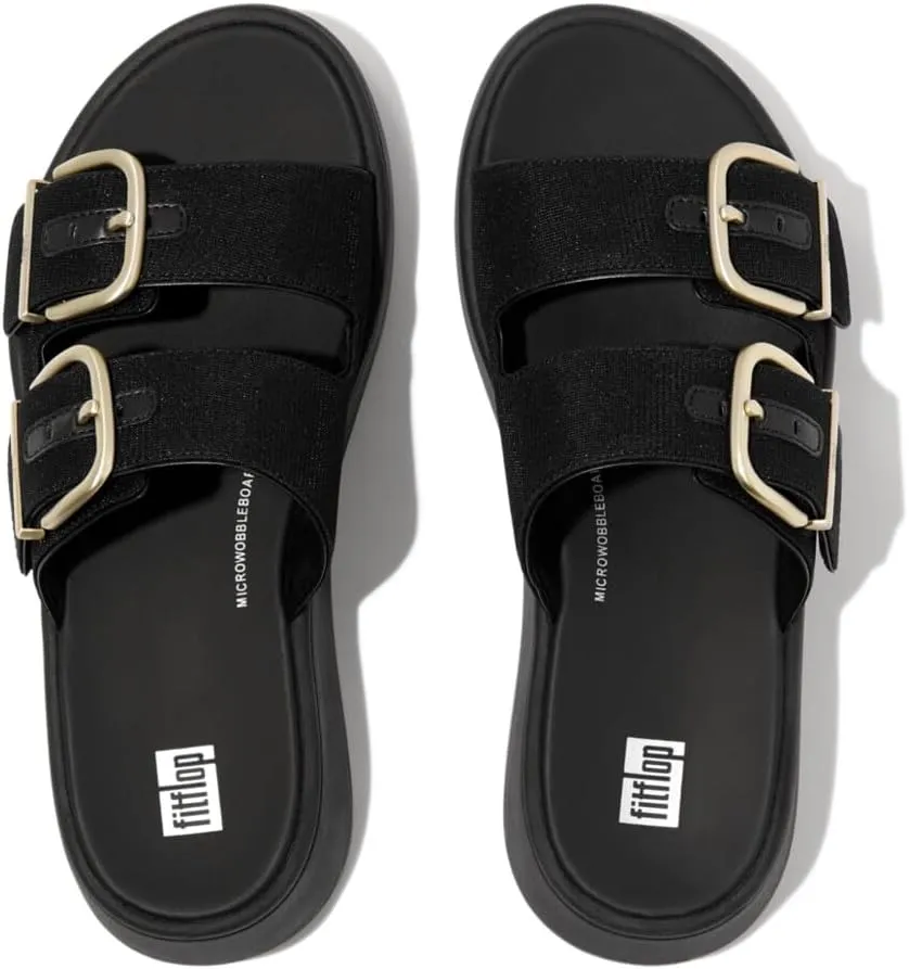 FitFlop Women's F-Mode Buckle Shimmerlux Flatform Two-bar Slides Wedge Sandal