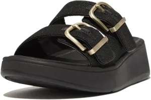 FitFlop Women's F-Mode Buckle Shimmerlux Flatform Two-bar Slides Wedge Sandal
