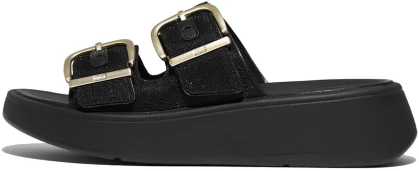 FitFlop Women's F-Mode Buckle Shimmerlux Flatform Two-bar Slides Wedge Sandal