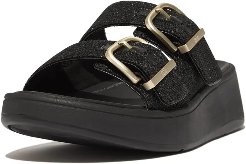 FitFlop Women's F-Mode Buckle Shimmerlux Flatform Two-bar Slides Wedge Sandal