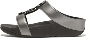 FitFlop Women's Halo Bead-Circle Metallic H-bar Slides Wedge Sandal