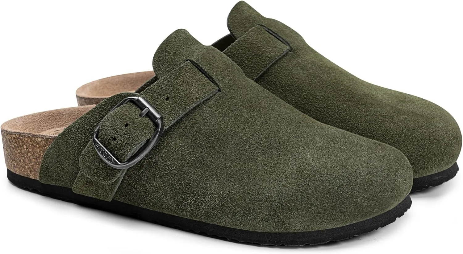 FITORY Womens Clogs Slip-on Potato Shoes Leather Mules with Suede Cork Footbed Size 6-11