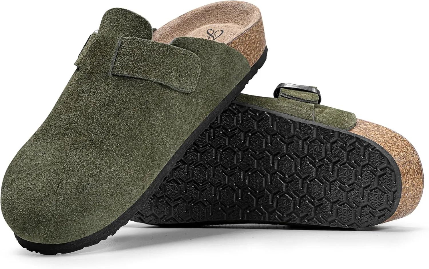 FITORY Womens Clogs Slip-on Potato Shoes Leather Mules with Suede Cork Footbed Size 6-11