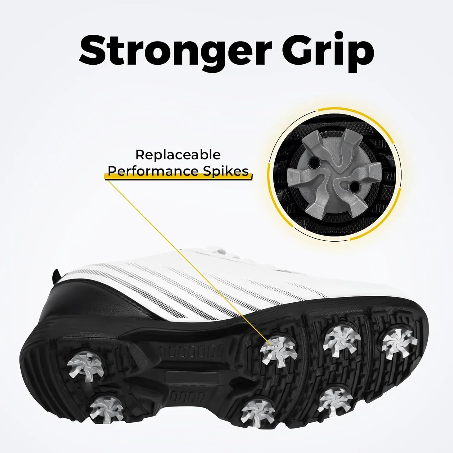 FitVille Wide Mens Golf Shoes Waterproof Lightweight Golf Shoes Men Spiked Extra Cushioning for Flat Feet Arch Support Heel Pain Relief