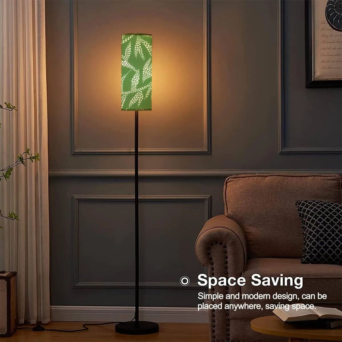 Floor Lamp for Living Room Abstract nature Botanical seamless flat modern manner drawn foliage Modern Standing Lamp Remote Control Dimmable Pole Lamp Corner Tall Lamp for Office Bedroom Reading