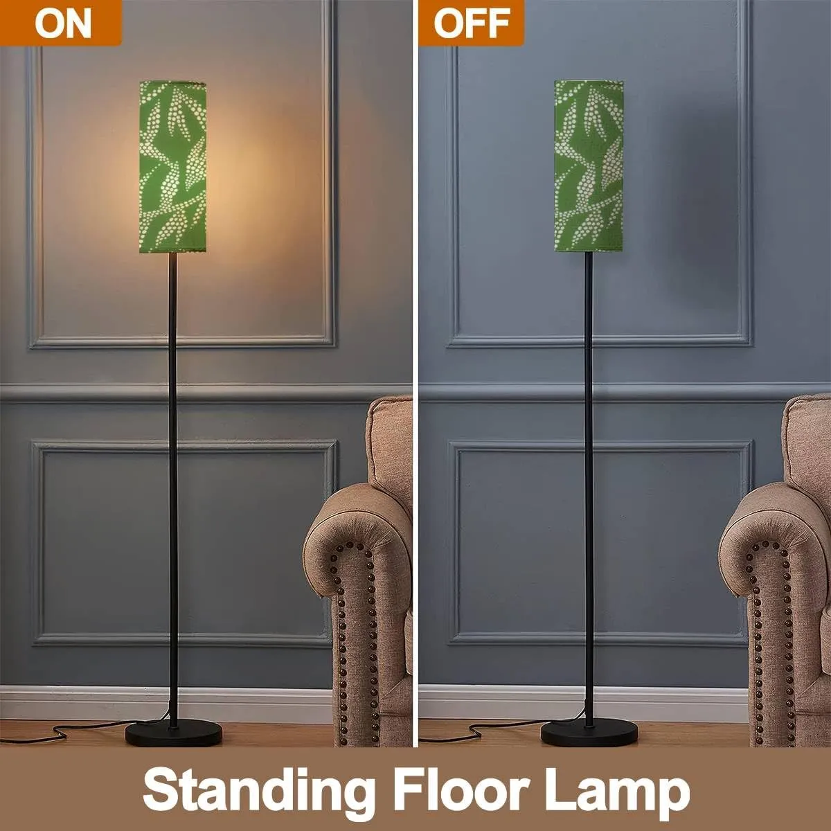 Floor Lamp for Living Room Abstract nature Botanical seamless flat modern manner drawn foliage Modern Standing Lamp Remote Control Dimmable Pole Lamp Corner Tall Lamp for Office Bedroom Reading