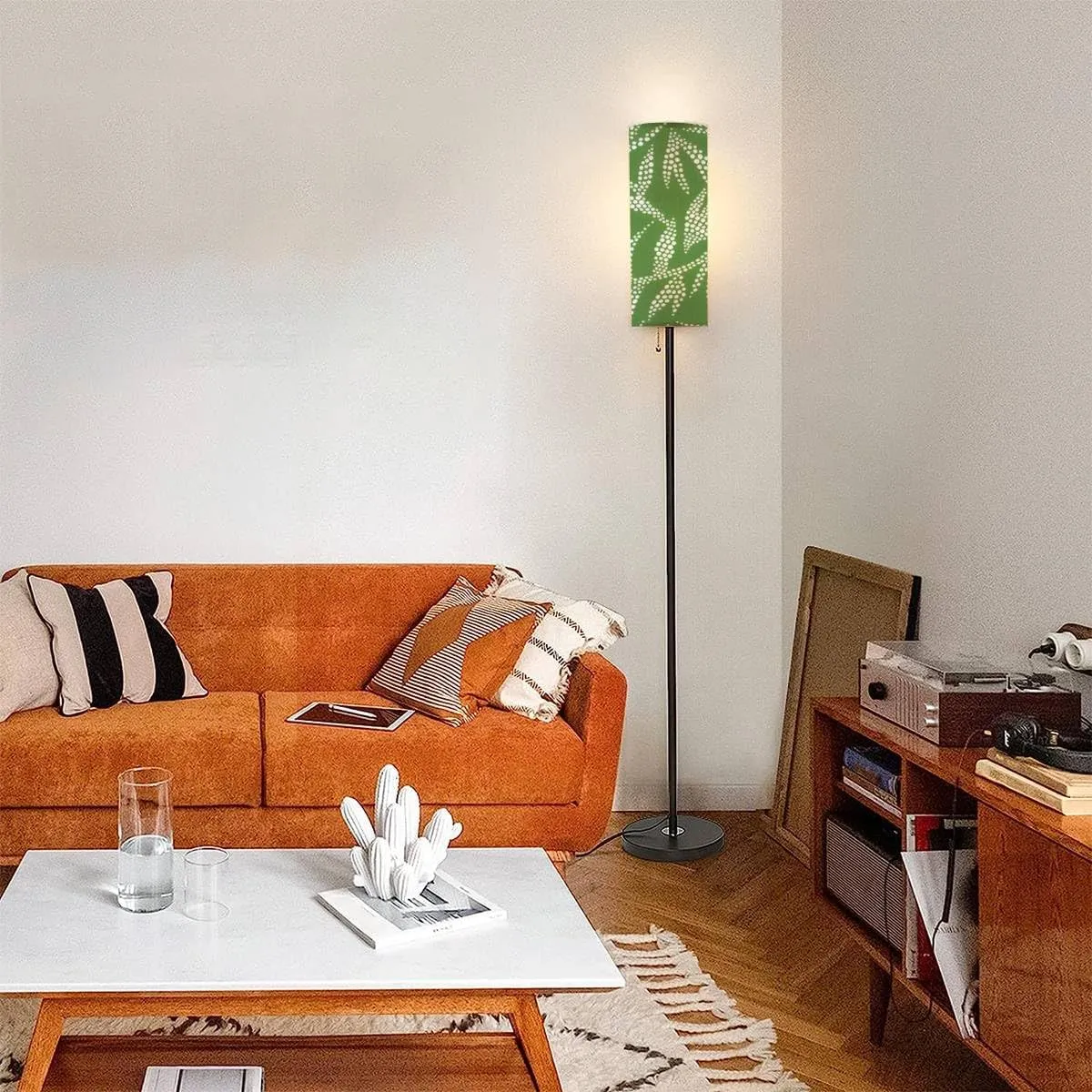 Floor Lamp for Living Room Abstract nature Botanical seamless flat modern manner drawn foliage Modern Standing Lamp Remote Control Dimmable Pole Lamp Corner Tall Lamp for Office Bedroom Reading
