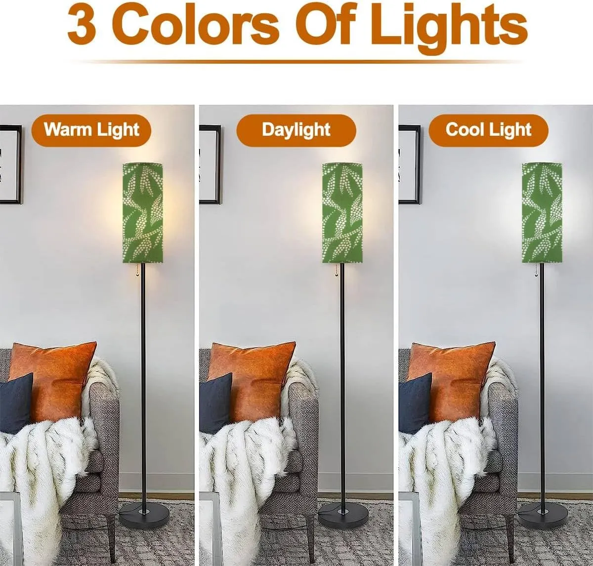 Floor Lamp for Living Room Abstract nature Botanical seamless flat modern manner drawn foliage Modern Standing Lamp Remote Control Dimmable Pole Lamp Corner Tall Lamp for Office Bedroom Reading