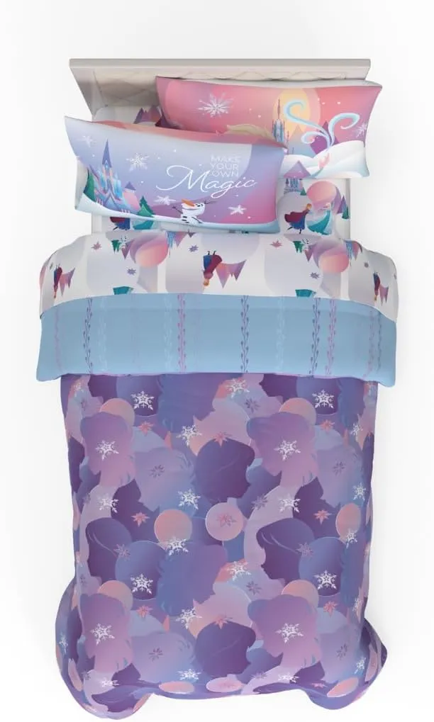 Franco Collectibles Disney's Frozen 2 Recycled Bedding 4 Piece Super Soft Reversible Comforter and Sheet Set, Twin, (100% Official Licensed Product)