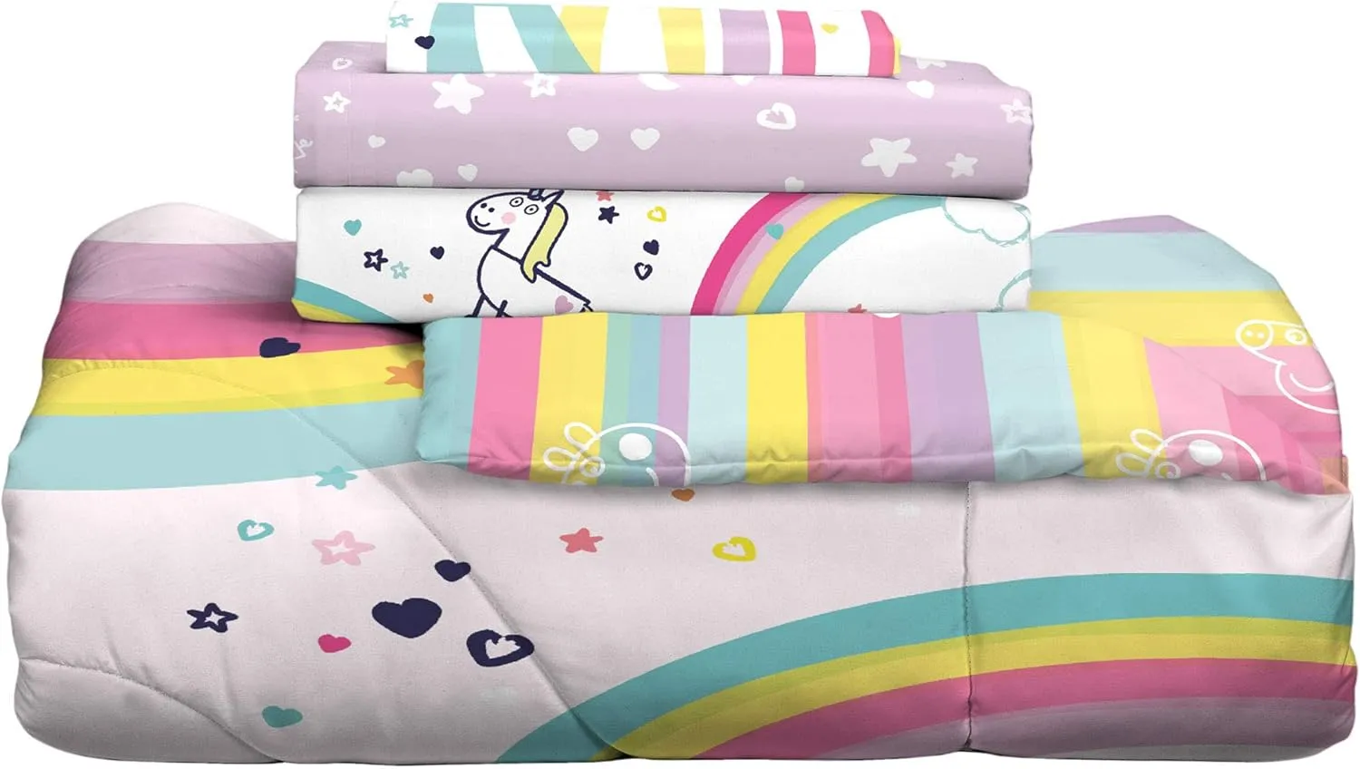 Franco Kids Bedding Super Soft Comforter and Sheet Set, 4 Piece Twin Size, Peppa Pig