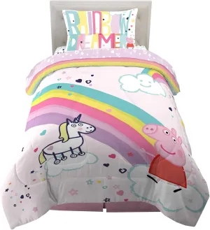 Franco Kids Bedding Super Soft Comforter and Sheet Set, 4 Piece Twin Size, Peppa Pig