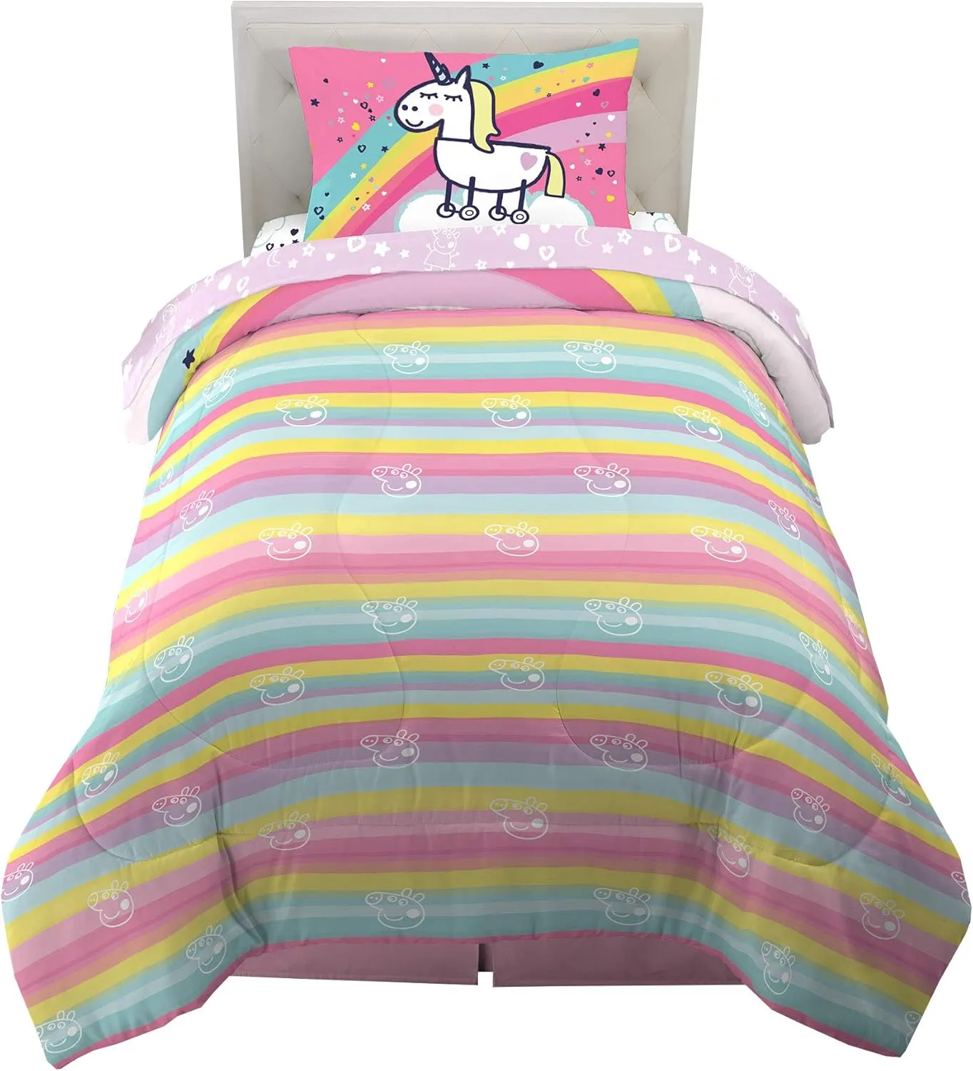 Franco Kids Bedding Super Soft Comforter and Sheet Set, 4 Piece Twin Size, Peppa Pig