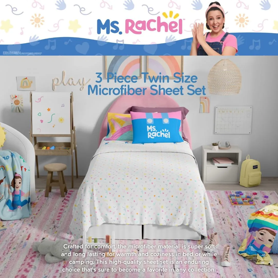 Franco Ms. Rachel Educational Adventures Bedding Super Soft Cozy 3 Piece Microfiber Sheet Set, Twin, (Officially Licensed Product) Kids