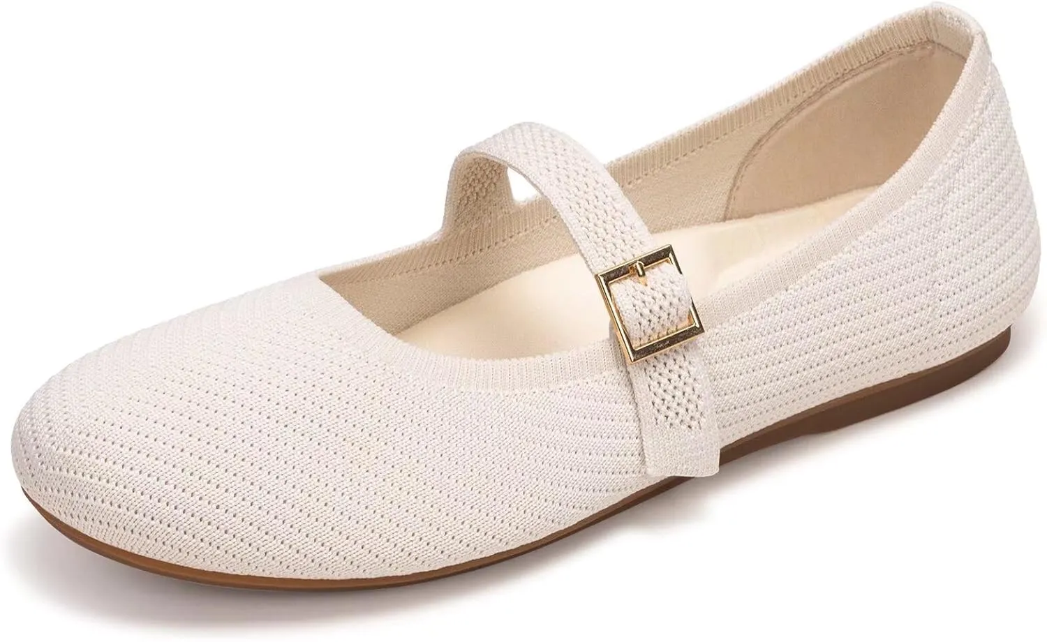 Frank Mully Women's Mary Jane Flats Comfortable Dressy Ballet Flats Casual Round Toe Slip On Washable Knitted Fabric Office Work Woman Shoes