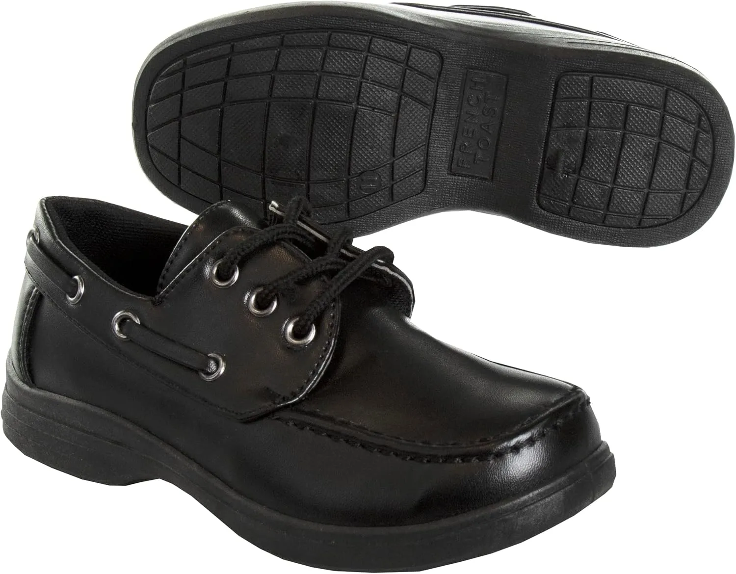 French Toast Boys Shoes - Kids Oxford School Uniform Loafer Church Dress Shoes Slip-On Faux-Leather (Toddler-Big Kid) (Black)