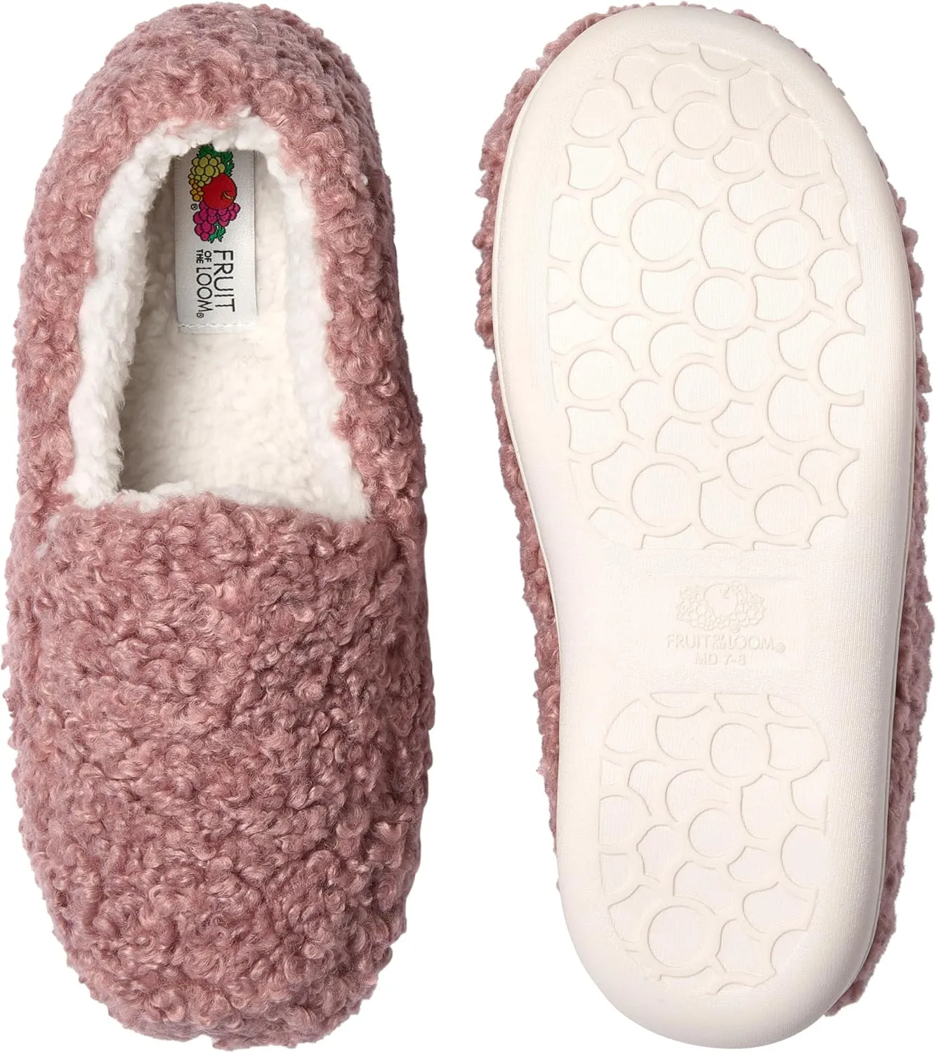 Fruit of the Loom Women's Berber Loafer - Comfy, Memory Foam, Indoor/Outdoor